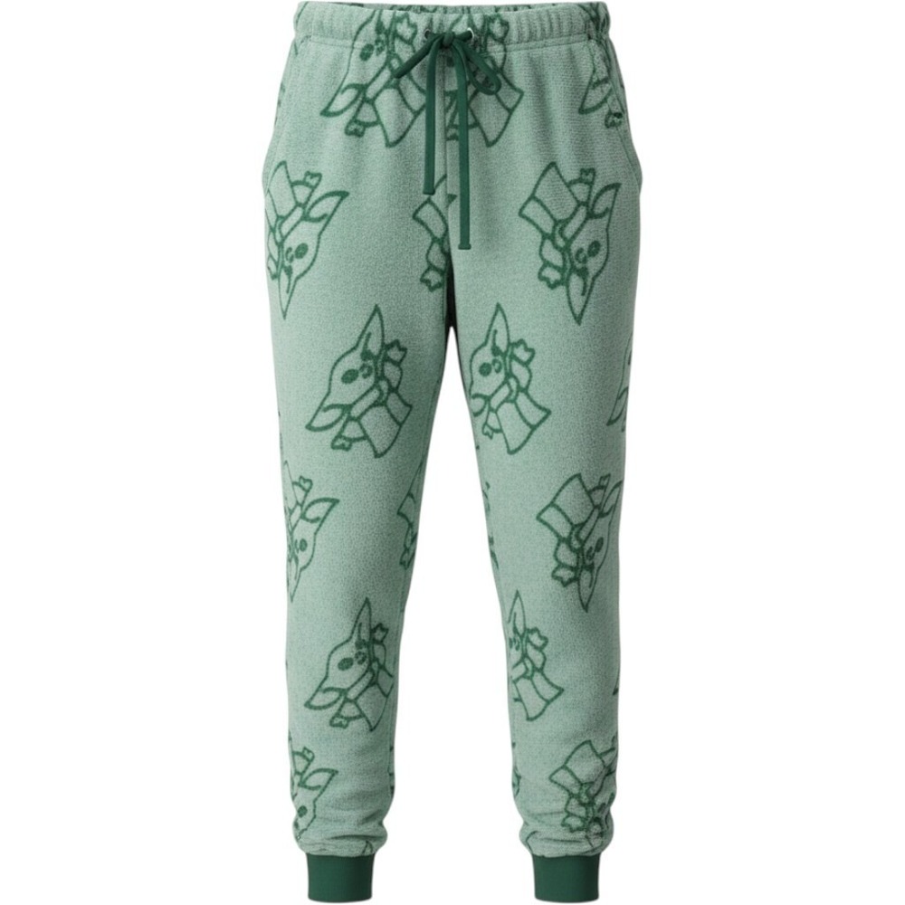 Star Wars Grogu Baby Yoda Fleece Pajama Pants Sage Green Small Lounge Joggers
